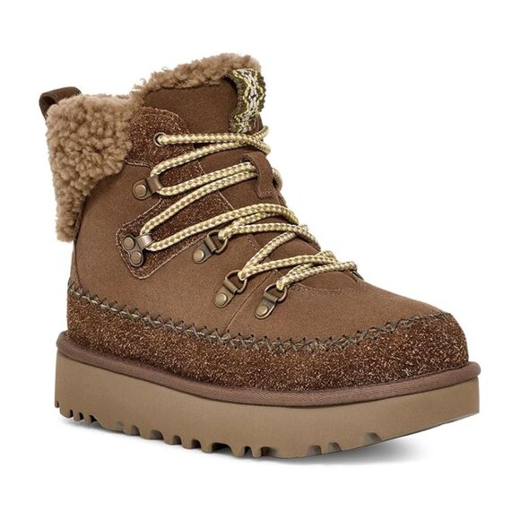 UGG Shoes Classic Alpine Hickory Leather Lace Up Ankle Boots